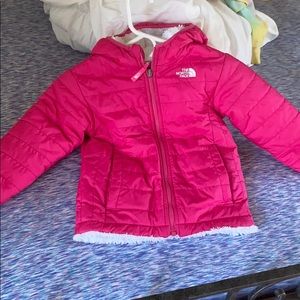 hot pink reversible north face toddler coat